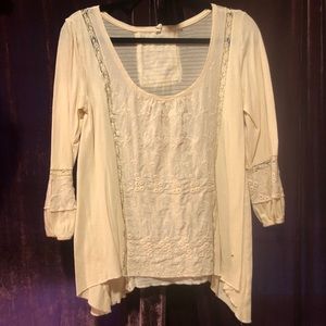 Anthropologie cream prairie blouse medium
